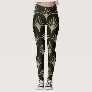 Braun und Biege Art Deco Design Leggings