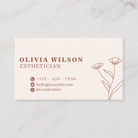 Braun und blassgelbe Ästhetik Moderne Ästhetik Visitenkarte (Vorderseite)