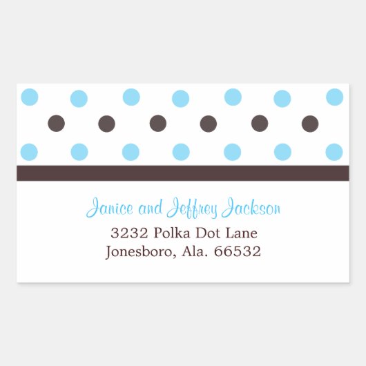 Braun und Blau: Polka Dot Address Sticker (Vorderseite)