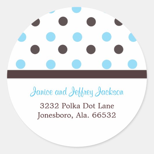Braun und Blau: Polka Dot Address Sticker (Vorderseite)