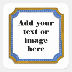 Braun und Blau Rahmen Fügen Sie Ihren Text Sticker