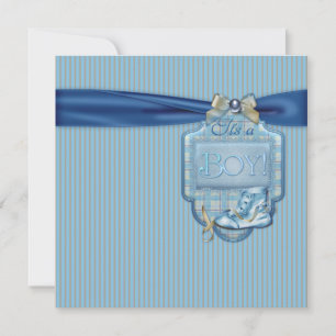Braun und Blau Vintag Baby Boy Dusche Einladung