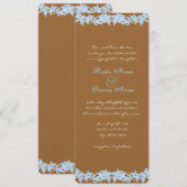 Braun und Blau Vintage Blume Einladung Hochzeit (Vorne/Hinten)