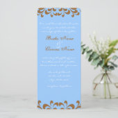 Braun- und Blaue Wirbel zum Hochzeitsfest Einladung (Stehend Vorderseite)