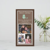 Braun und Blauer Blütenvogel Weihnachten 3 Fotokar (Stehend Vorderseite)