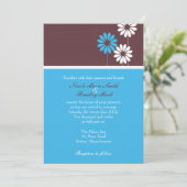 Braun und Blauer Daisy Einladung zur Hochzeit (Stehend Vorderseite)