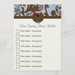 Braun und Blauer Damast Weinkarte Menükarte