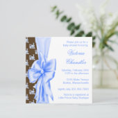 Braun und Blauer Train Baby Boy Dusche Einladung (Stehend Vorderseite)