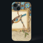 Braun und Blauer Vogel auf einer Zweigstelle nach  Case-Mate iPhone Hülle<br><div class="desc">Meagan Meagher ist ein talentierter abstrakter Designer. Dieses Bild enthält viele verschiedene neutrale und lebendige Farben wie aquamarin-blau,  beige und hellgelb. Der Rahmen um den Vogel fügt eine klassische Touch hinzu. Passen Sie Ihr liebstes Zazzle-Produkt mit diesem schönen Bild an.</div>
