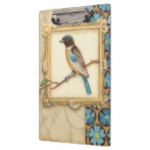 Braun und Blauer Vogel auf einer Zweigstelle nach Klemmbrett (Links)