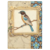 Braun und Blauer Vogel auf einer Zweigstelle nach  Klemmbrett (Rückseite)