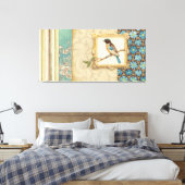 Braun und Blauer Vogel auf einer Zweigstelle nach Leinwanddruck (Insitu (Schlafzimmer))