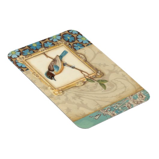 Braun und Blauer Vogel auf einer Zweigstelle nach Magnet (Rechte Seite)