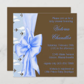 Braun und Blue Airplane Baby Boy Dusche Einladung (Vorne/Hinten)