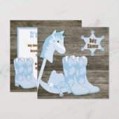 Braun und Blue Cowboy Boots Cowboy Baby Dusche Einladung (Vorne/Hinten)