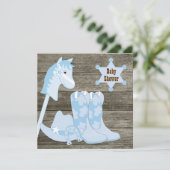 Braun und Blue Cowboy Boots Cowboy Baby Dusche Einladung (Stehend Vorderseite)