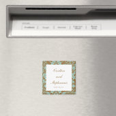 Braun und Blue Damask Wedding Magnet Favor (In Situ (Geschirrspüler))