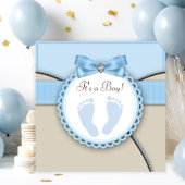 Braun und Blue Footprint Baby Dusche Einladung