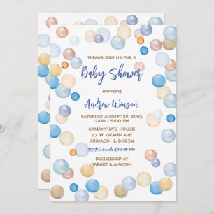 Braun und Blue Polka Dot Baby Dusche Einladung