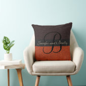 Braun und Brick Red Elegant Monogram Wedding Kissen (Stuhl )