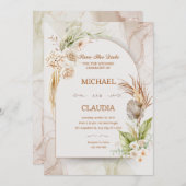 Braun-und Creme-Blume Einladung zur Hochzeit (Vorne/Hinten)