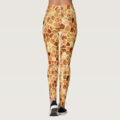 Braun und Creme Cobbled Patchwork Terrazo Muster Leggings (Rückseite)