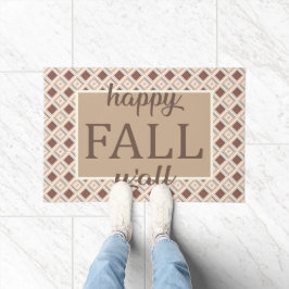 Braun und Creme Kariert Happy Fall Y'all Willkomme Fußmatte