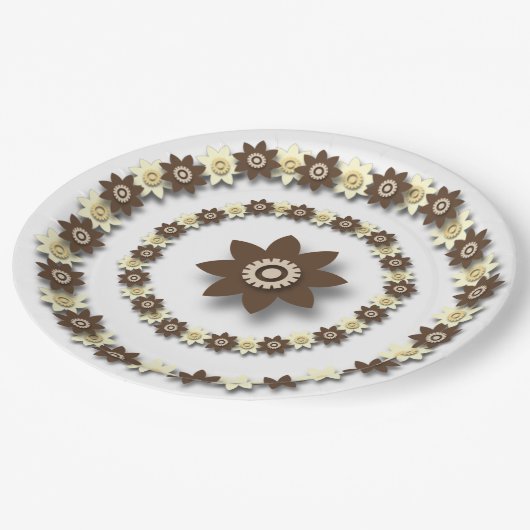 Braun und Creme Pappteller (Schrägansicht)