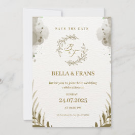 Braun und Creme Wasserfarbe Save the Date Hochzeit Einladung