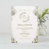 Braun und Creme Wasserfarbe Save the Date Hochzeit Einladung (Stehend Vorderseite)