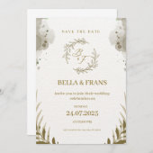 Braun und Creme Wasserfarbe Save the Date Hochzeit Einladung (Vorne/Hinten)