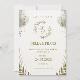 Braun und Creme Wasserfarbe Save the Date Hochzeit Einladung