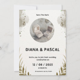 Braun und Creme Wasserfarbe Save the Date Hochzeit Einladung