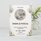 Braun und Creme Wasserfarbe Save the Date Hochzeit Einladung (Stehend Vorderseite)