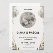 Braun und Creme Wasserfarbe Save the Date Hochzeit Einladung (Vorne/Hinten)
