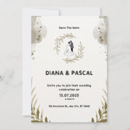 Braun und Creme Watercolor Einladung zur Hochzeit