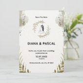 Braun und Creme Watercolor Einladung zur Hochzeit (Stehend Vorderseite)