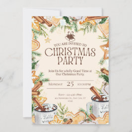 Braun und Creme Watercolor Weihnachtsgebäck Party Einladung