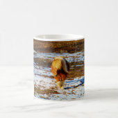 Braun und cremefarbenes Miniaturpferd im Schnee. Kaffeetasse (Mittel)