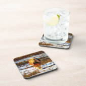 Braun und cremefarbenes Miniaturpferd im Schnee. Untersetzer (Rechte Seite)