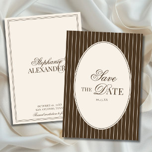 Braun- und Elfenbein gestreift Hochzeit im Stil ve Save The Date