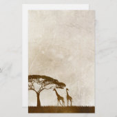 Braun und Elfenbeinafrikanische Giraffe Hochzeit Briefpapier (Vorne/Hinten)
