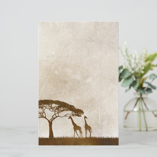 Braun und Elfenbeinafrikanische Giraffe Hochzeit Briefpapier (Stehend Vorderseite)