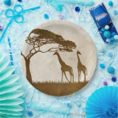 Braun und Elfenbeinafrikanische Giraffe Hochzeit Pappteller (Party)