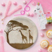 Braun und Elfenbeinafrikanische Giraffe Hochzeit Pappteller (Party)