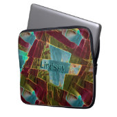 Braun- und gepunktet aussehendes Schnitzwachs Laptopschutzhülle (Vorderseite Links)