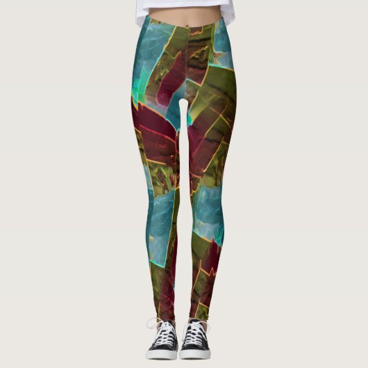 Braun- und gepunktet aussehendes Schnitzwachs Leggings (Vorderseite)