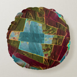 Braun- und gepunktet aussehendes Schnitzwachs Rundes Kissen