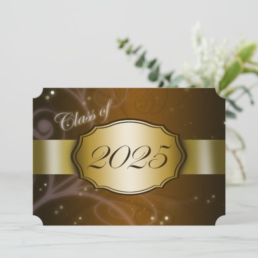 Braun und Gold 2025 Abschluss Einladung (Stehend Vorderseite)