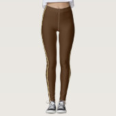 Braun und Gold Glitzer Benutzerdefiniert Text Athl Leggings (Vorderseite)